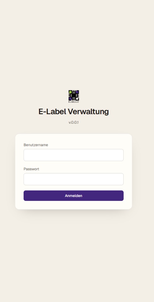 Login-Bildschirm der Admin-Oberfläche